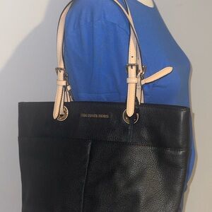 Michael Kors Black and Tan Leather Tote